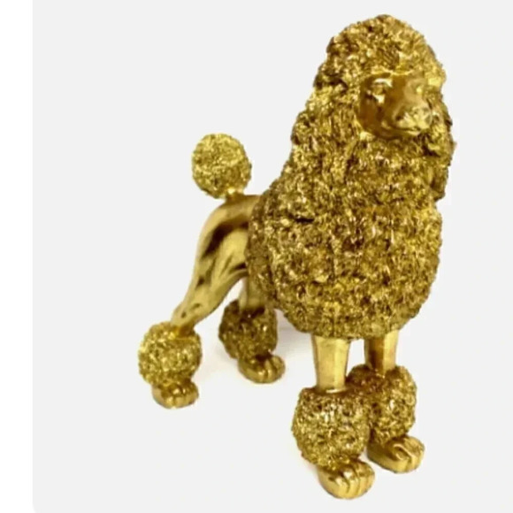 SOLD Retro MCM Hollywood Regency Lrg Gold Resin Poodle Dog Statue Figurine Decor - Picture 1 of 4